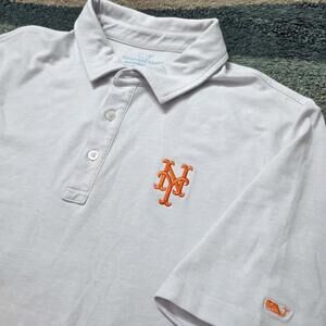 Vineyard Vines New York Mets Polo Shirt Mens Large White Short Sleeve